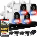 Vaizdo stebėjimo komplektas 4 kameros 5Mpx WiFi Light White IR mikrofonas garsiakalbis
