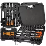 Veržliarak&scaron;čių rinkinys NEO TOOLS 1/2" 1/4", 68 vnt., nerūdijantis plienas, lagaminas