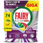 Indaplovių kapsulės Fairy Platinum Plus Lemon, 74 vnt.