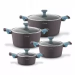 Puodų rinkinys Starke Pro Luxury Grey II, 8 dalių, tinka indukcijai ir dujinei viryklei