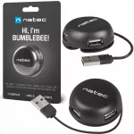 USB &scaron;akotuvas NATEC BUMBLEBEE 4 jungtys, juodas