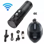 Mini sportinė kamera 4K su WiFi, vandeniui atspari, tvirtinama prie &scaron;almo, motociklui ir dviračiui