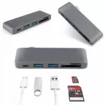 USB-C &scaron;akotuvas su USB 3.0, SD, microSD, HDMI ir PD, tinkantis MacBook ir PC