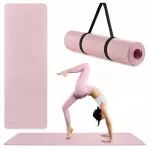 Jogos kilimėlis HyperMotion TPE, 6 mm, 183x61 cm, rožinis, su dirželiu