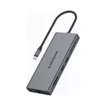 USB-C hubas Silver Monkey 11in1, USB-A, USB-C, HDMI, DP, RJ-45, kortelių skaitytuvas