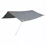 Turistinis tentas, poliesteris 185T, vandeniui atsparus, 360x294 cm, pilkas/oranžinis