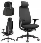 Biuro kėdė ZINC, ergonomi&scaron;ka, juoda, su audiniu, pasukama