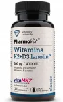 Maisto papildas Pharmovit K2 ir D3 vitaminų kapsulės, 200 &micro;g + 100 &micro;g, 60 vnt., su lanolinu ir natto