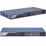 Tinklo jungiklis Hikvision, 16 PoE prievadų, SFP, gigabitinis, kameroms, montuojamas į spintą