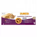 &Scaron;lapias kačių maistas IAMS Senior, mėsa ir žuvis drebučiuose, 48 x 85 g