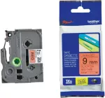 Etiketės juostelė Brother TZE-421, 9 mm, raudona/juoda, tinka E300VP, D600VP
