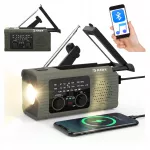 Radijo imtuvas su žibintuvėliu, saulės ir rankine įkrova, USB, SOS signalas