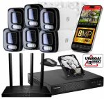 Vaizdo stebėjimo rinkinys su 6 lauko IP kameromis, WiFi, 8MP, žmogaus atpažinimas, 1TB