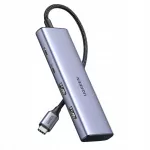 USB-C adapteris UGREEN, 2x USB-A, 2x USB-C, 20 cm, pilkas, 5 Gb/s