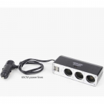 Automobilinis &scaron;akotuvas trivietis + 2 USB 1000 mA