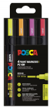 Posca - Medium Tip Pen - Neon colors, 4 pc (401664)