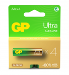 GP - Ultra Alkaline AA Batteries, 15AU/LR6, 1.5V, 4-Pack