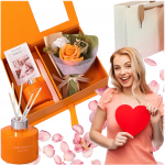 Apelsinų kvapo difuzorius su rožių lazdelėmis dovanų rinkinys Moters dienai