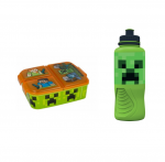 Stor - Multi Compartment Sandwich Box + Sports Water Bottle - Minecraft