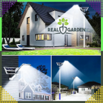 Sodo saulės žibintas su stulpu, galingas 200 W gatvės skydelis, 247 LED