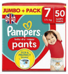 7 dydis Pampers Baby dry pants 50vnt (17+kg)