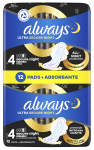 ALWAYS  Ultra Secure Night higieniniai paketai, 12 vnt.
