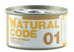 NATURAL CODE 01 vi&scaron;tienos filė konservai katėms, 85 g