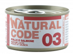 NATURAL CODE 03 vi&scaron;tienos ir la&scaron;i&scaron;os konservai katėms, 85 g