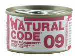 NATURAL CODE 09 tuno ir krevečių konservai katėms, 85 g