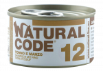 NATURAL CODE 12 tuno ir jautienos konservai katėms, 85 g