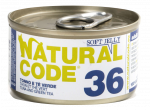 NATURAL CODE 36 tuno ir žaliosios arbatos konservai katėms, 85 g