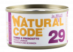 NATURAL CODE 29 tuno ir kumpio konservai katėms, 85 g