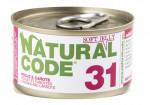 NATURAL CODE 31 vi&scaron;tienos ir morkų konservai katėms, 85 g