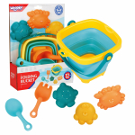 WOOPIE BABY sulankstomas kibiras su grėbliu, mentele ir mėlynomis formelėmis