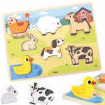 VIGA Medinė dėlionė Montessori 2in1 Ūkis