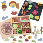 TOOKY TOY Medinis mi&scaron;ko rinkinys, dėlionės, kaladėlės, figūrėlės