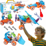 WOOPIE 5in1 STEM statybinių kaladėlių transporto priemonių rinkinys