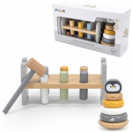 VIGA PolarB Montessori rinkinys &ndash; medinė piramidė su pingvinu ir plaktuku