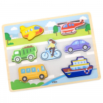 Viga Medinė dėlionė Montessori 2in1 Transporto figūrėlės