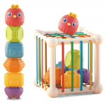 WOOPIE BABY Lankstus sensorinis kubas vaikams, gyvūnų rū&scaron;iavimo rinkinys + bar&scaron;kutis, 7 vnt.