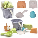 WOOPIE GREEN smėlio kibirų bok&scaron;tų rinkinys, 8 dalys. Organinė medžiaga