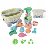 WOOPIE GREEN smėlio žaidimų rinkinys su vežimėliu, 13 dalių, organinė medžiaga
