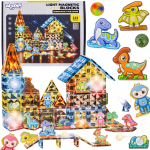 WOOPIE magnetiniai konstruktoriai, &scaron;viečiantys 3D dinozaurų parkas, 124 vnt.