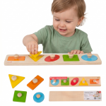 CLASSIC WORLD Medinė geometrinė dėlionė MONTESSORI formų rū&scaron;iuoklis mokymuisi apie spalvas 6 vnt.