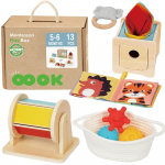 WOOPIE GREEN Box XXL Montessori edukacinė 6in1 sensorinė dėžutė 5-6 mėn. 13 vnt. FSC
