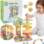 WOOPIE GREEN Montessori kamuoliukų takelis-aktyvumo medis 4 in 1 FSC