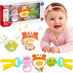 WOOPIE BABY pakabukas vežimėliui, lovytei, sensorinis žaidimas Krabas Veidrodis Žuvis 6m