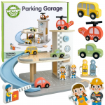 WOOPIE GREEN medinis garažas 2in1 degalinė su automobiliais ir figūrėlėmis, 12 vnt., FSC