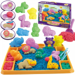 WOOPIE kinetinis smėlis 1,2 kg XL ZOO stalas su formomis