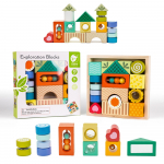CLASSIC WORLD Mediniai sensoriniai kaladėlės, MONTESSORI, 14 vnt.